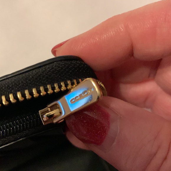 Coach Black Pebbled Leather Wristlet - Picture 9 of 10